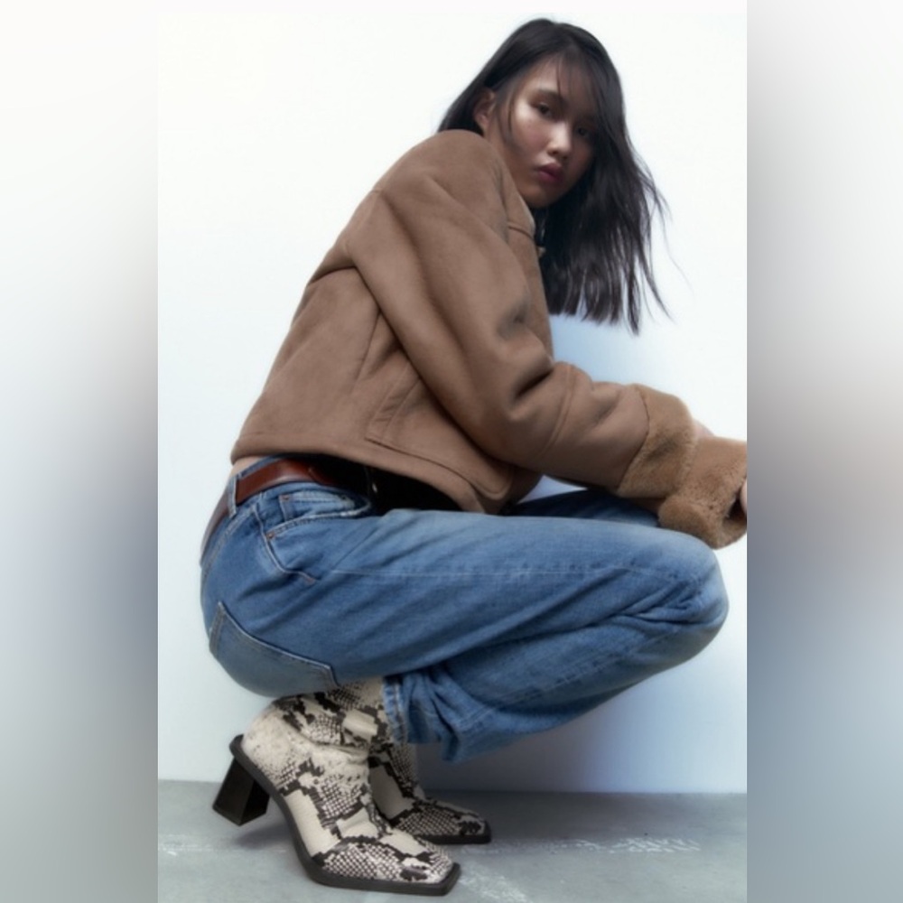 Zara Faux Snake Skin Heeled Boots